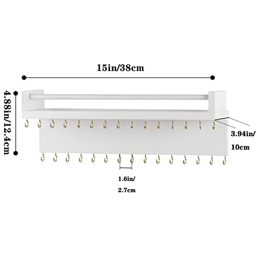 Zhithink Hanging Jewelry Organizer, Hanger with 30 Hooks,Wall Mounted for Necklace, Earrings and Rings(White) 5
