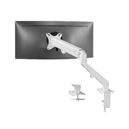 VIVO Heavy Duty Single Monitor Tension Arm for up to 27 inch Screens, Holds 14.3 lbs, Premium Desk Mount Stand, White, STAND-V101OW