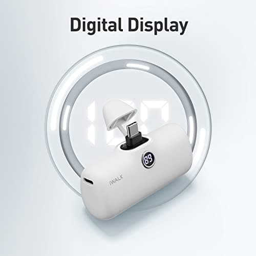 iWALK Small Portable Charger, 4,800mAh 18W PD Fast Charging Power Bank with Built-in USB-C Connector, External Mini Battery Pack for Samsung Galaxy S25/S24/S23, Android, iPhone 15/16/Pro/Max, White 4