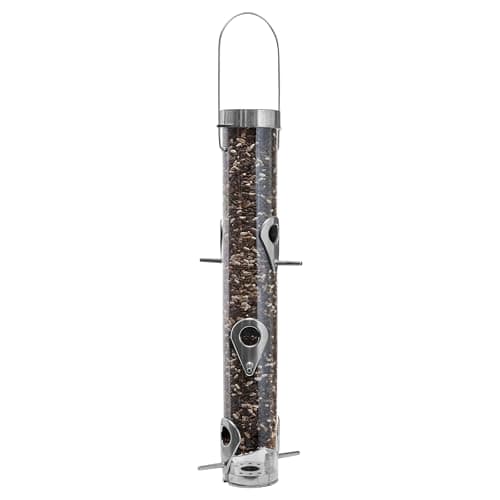 Droll Yankees Classic Sunflower or Mixed Seed Bird Feeder, Ring Pull Advantage, 6 Feeding Stations, 1 lb Bird Seed Capacity, 20-Inch
