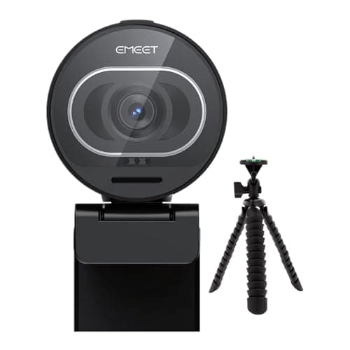 EMEET S600 4K Webcam for Streaming with Dual Noise-Canceling Microphones (Black) Bundle with Flexible 10-Inch Spider Tripod (2 Items)