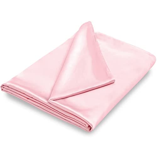 NSGZ 48"x72" Duvet Cover for Weighted Blanket, Silky Soft Satin Weighted Blanket Cover Twin Size Satin Blanket Duvet Cover, Removable Duvet Cover with 8 Ties Secure Fastening, Pink