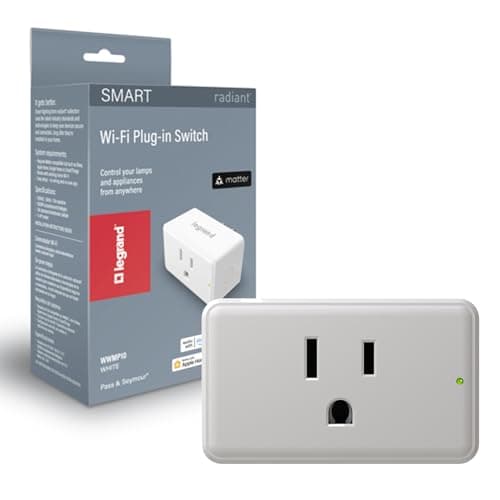 Legrand Radiant® Wi-Fi Matter Smart Plug Matter Hub Required 15A, Easy Setup, Enhanced Compatibility with Apple HomeKit, Google Home, Alexa & SmartThings, Easy Wi-Fi Connectivity w/Matter (1 Pack)