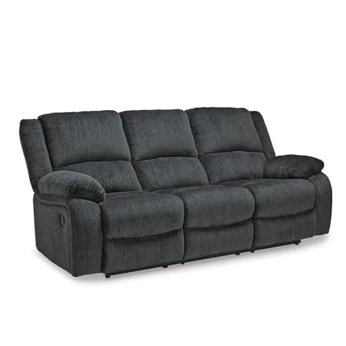 Signature Design by Ashley Draycoll Contemporary Manual Pull Tab Reclining Sofa, Dark Gray