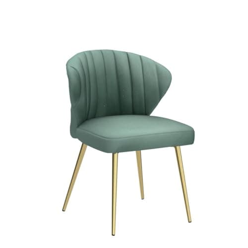 HULALA HOME Velvet Dining Chairs, Modern Small Armless Accent Chair with Gold Metal Legs, Living Room Upholstered Cute Side Chair, Elegant Tufted Back Vanity Chair for Bedroom/Beauty Room-SAGE 5