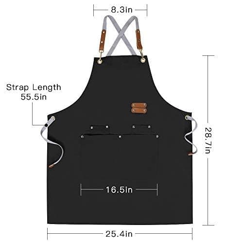 Mignongirl Chef Apron-Cross Back Apron for Men Women with Adjustable Straps and Large Pockets,Canvas,M-XXL,Black 7