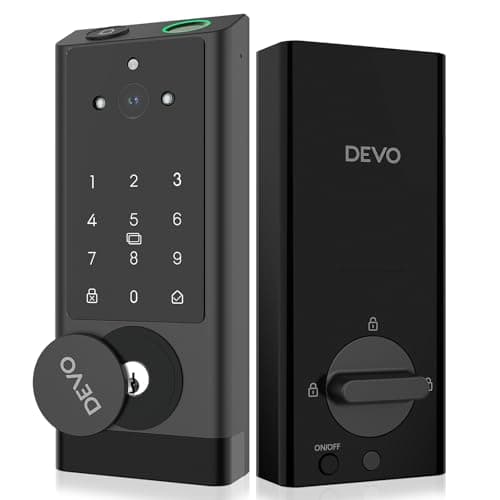 DEVO G1 Video Smart Lock with Camera & Doorbell, 6-in-1 Keyless Entry Door Lock with Fingerprint, App Remote, Auto Lock, Built-in Wi-Fi Smart Deadbolt for Front Door, IP65 Waterproof, Easy Install