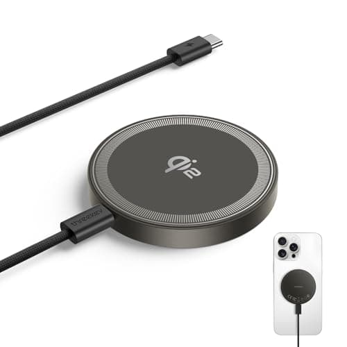 THREEKEY for Qi2 Charger, Magnetic Charger for iPhone 17/16/15/14/13/12 Series & Galaxy S25 Ultra, Qi2 Wireless Charger Dual-Sided Magnets, 15W Fast Charging Pad with 5FT USB-C Cable (Bronze)