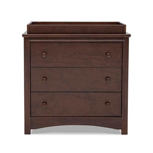 Delta Children Perry 3 Drawer Dresser with Changing Top and Interlocking Drawers, Walnut Espresso 11