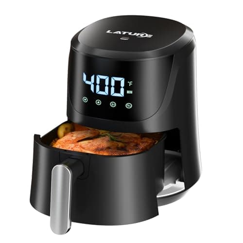 4.2 QT Air Fryer Oven Cooker with Temperature and Time Control Dishwasher Non-stick Basket LED Digital Touch Screen Stainless Steel Tray (Black-Digital)