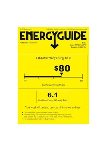 Midea 8,500 BTU ASHRAE (5,000 BTU SACC) Portable Air Conditioner, Smart Control, Cools up to 150 Sq. Ft., with Dehumidifier & Fan mode, Easy- to-use Remote Control & Window Installation Kit Included 6