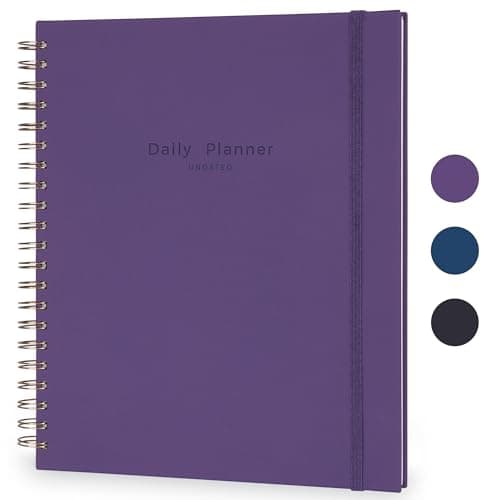 AuroPlanner Undated Daily Planner To Do List Hourly Schedule 2026 2025 2024 Calendar & Holiday Habit Tracker 200 Pages Letter Size 8.5" x 11" Sheets Hardcover Spiral Bound Notebook (Indigo)