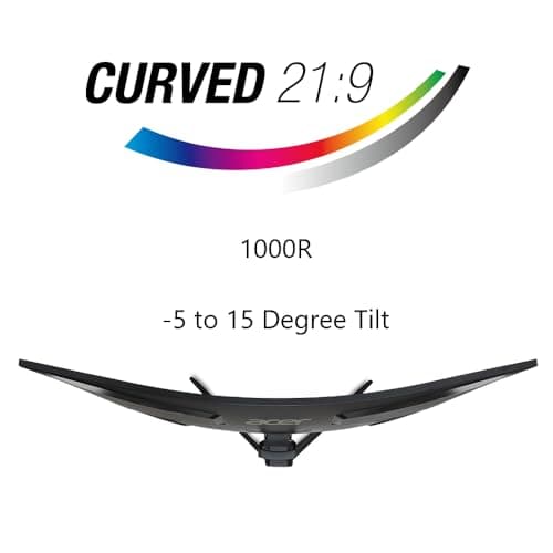 acer Nitro 34" UWQHD 3440 x 1440 1000R Curved PC Gaming Monitor | Adaptive-Sync Support (FreeSync Compatible) | 100Hz Refresh | 1ms VRB | AdobeRGB 90% | 2 x DP 1.2 & 2 x HDMI 2.0 | EDA343CUR Hbmiippx 5