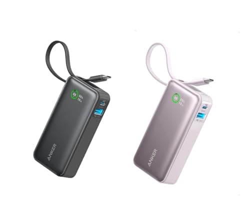 Anker Nano Power Bank, 10,000mAh Portable Charger with Built-in USB-C Cable, 30W Recharging, 30W Max Output with 1 USB-C, 1 USB-A, for iPhone 16/15 Series, MacBook, Galaxy, AirPods, and More（Black and