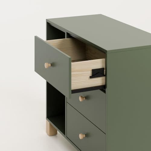 Storkcraft California 3 Drawer Combo Dresser (Olive with Driftwood) – GREENGUARD Gold Certified, Interlocking Drawer System, Pre-Installed Drawer Tracks for Easier Assembly, Spacious Cabinet 10