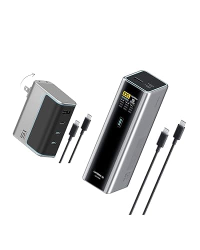 CUKTECH 15 Ultra 20000mAh 140W Power Bank+140W 4-Port USB C Laptop Charger, PD3.1 Fast Charging Battery Pack with Smart Display, Compatible with iPhone 16/15/14/13, Samsung, MacBook, Dell, etc