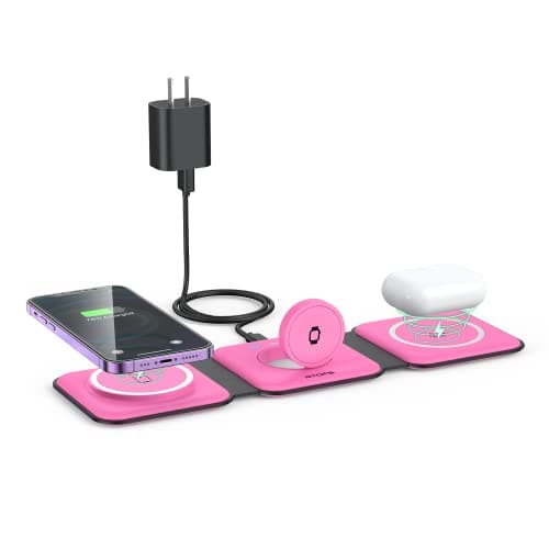 Wireless Charger 3 in 1,RTOPS Magnetic Travel Wireless Charging Station Multple Devices,GaN 3 in 1 Charging Station,Compatible for iPhone16/15/14/13/Pro/Max,iWatch,AirPods4/3/2/Pro(Adapter Includes)