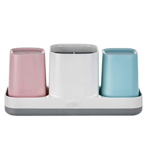 Toothbrush Holder for Bathroom, Kids Toothbrush Holder with Cups, Electric Toothbrush Holder for Bathroom Decor, Kids Bathroom Accessories Set with Toothpaste Holder, Pink & Blue