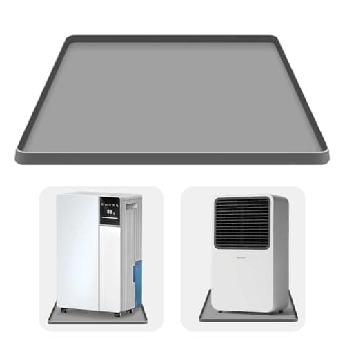 Dehumidifier Drip Mat- 23.6'' x 19.7'' x 0.78'' Silicone Humidifier Drip Mat, With Raised Edge, Non-Slip,Spill-Proof,Dehumidifier Drip Pan,Prevent Water Leakage and Protect Floor & Carpet-Grey