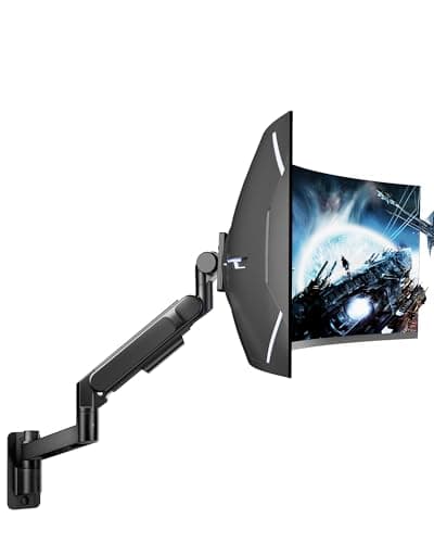 ARES WING Monitor Wall Mount for 24-57 Inch Ultrawide Gaming Screens, Premium Heavy Duty Monitor Arm Holds 60 lbs, Full Motion Gas Spring, Bearing Head for Easy Adjustment, 75/100 VESA Mount, Black