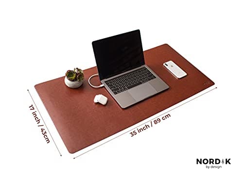 Nordik Leather Desk Mat - Whiskey Brown - Cable Organizer - Premium Mouse Mat & Desk Pad Protector - 35 X 17 Inch - Felt Vegan Leather - Large Office Mouse Pad & Blotter 6