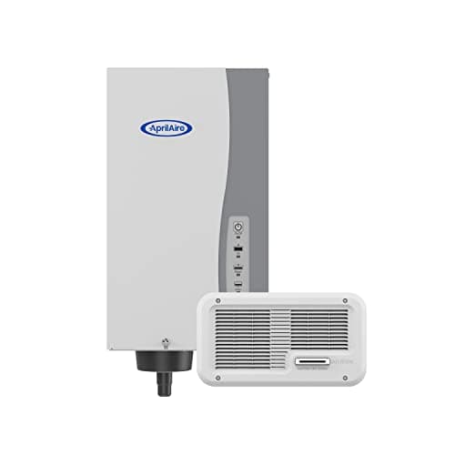 AprilAire 865 Whole-House Steam Humidifier, Manual Steam Humidifier with Wall Mount Fan, Whole-House Humidifier for Homes without HVAC Duct System up to 10,300 Sq. Ft., White