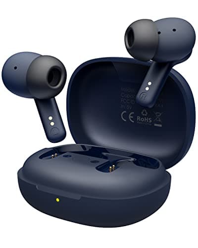 AIHOOR A4ANC Wireless Earbuds Hybrid Active Noise Cancelling with 6 Mics (ENC) Enhanced Calls, Deep Bass Bluetooth 5.1 with Wireless Charging, 30H Playtime IPX5 Headphones for Music Sport (Blue A)