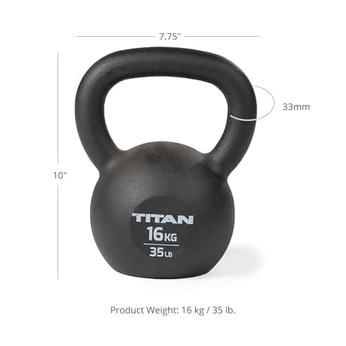 Titan Fitness 16 KG Cast Iron Kettlebell, Single Piece Casting, KG and LB Markings, Full Body Workout 6