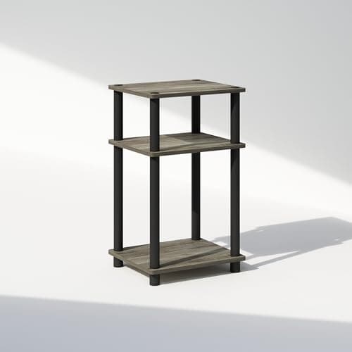 Furinno JUST Night Stand, 3-Tier Turn-N-Tube Nightstand, Toolless Bedside Table, End Table, Side Table with Open Storage for Bedroom, Living Room, Bathroom, French Oak 6