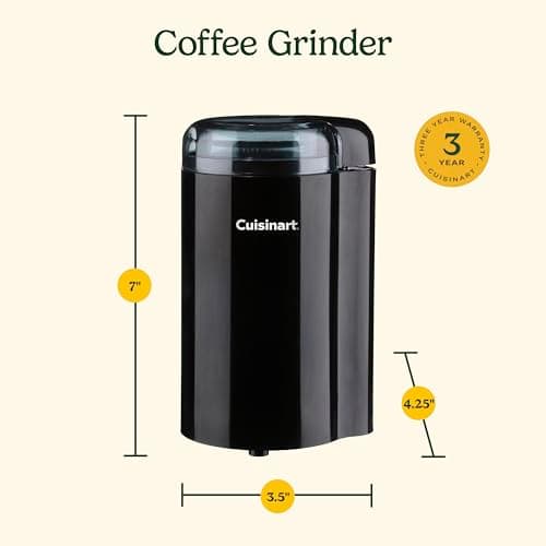 Cuisinart Coffee Grinder, One Touch Control Coffee Bean Grinder with Stainless Steel Bowl and Blades, 2.5 oz/70g Capacity Enough for 12 Cups, On/Off Switch with Safety Interlock, DCG-20BKN, Black 7
