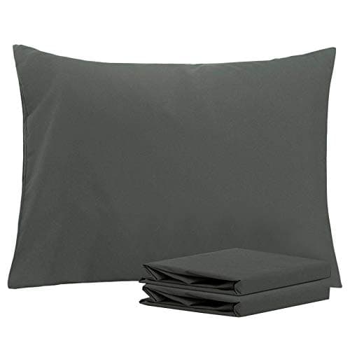 NTBAY Standard Pillowcase Set - 2 Pack Brushed Microfiber 20x26 Pillowcases - Soft, Wrinkle-Free, Fade-Resistant, Stain-Resistant, Dark Grey Pillowcases with Envelope Closure - 20x26 Inches, Dark Grey