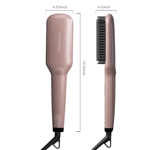 MEGAWISE Pro Ceramic Ionic Hair Straightener Brush for Home Salon | MCH Fast 20s Heating Tech with Auto-Off Safety | Anti-Scald with Universal Dual Voltage | Rotatable Power Cord 10