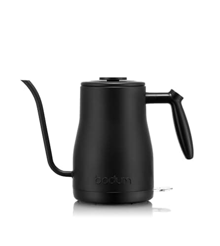 Bodum 34oz Bistro Gooseneck Electric Water Kettle, Pour Over Coffee & Tea, Stainless Steel, Matte Black