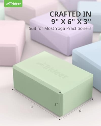 Trideer Yoga Block, Soft Non-Slip Surface Premium Foam Blocks, Supportive, Lightweight, Odorless, Yoga Accessories for Pilates Meditation General Fitness Stretching Toning (Mint Green-2 Pack) 8