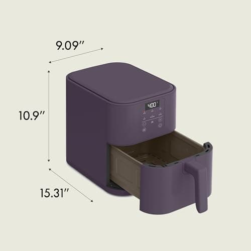 bella 6 Qt Slim Air Fryer, Fits-anywhere™ Kitchenware, EverGood™ Ceramic Nonstick Coating, Adjustable Temperature, 6 Preset Cooking Options, 60 Min Auto Shutoff w Audible Tone, 5lb Capacity, Plum 8