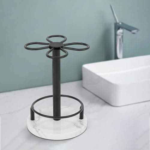 HarJue Toothbrush Holder Stand for Bathroom, Metal Toothbrush Organizer with Marble Base, Toothbrush Storage Collection for Family, Suitable for Home Hotel Countertop Vanity (Small, Matte Black) 8