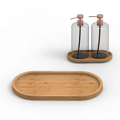 Bamboo soap Dispenser Tray, Bathroom Countertop Tray Kitchen Tray Bamboo T ray Sink T ray Dresser Jewelry Ring Dish, Comestic Holder Bathtub Organizer, Ideal for Jewelry, Cosmetics, and Small Items