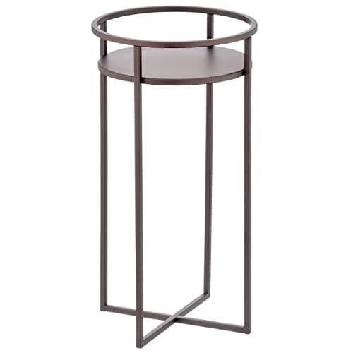 mDesign Mid Century Planter Indoor/Outdoor Modern Plant Stand for Flowers, Greenery, Succulents, Vases and Pots - Metal Steel Design - 12" Tall - Bronze