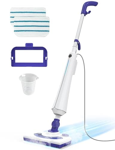 Professional Steam Mop Cleaner, 1300W Floor Steamer with Detergent Chamber, 25S Heat Up, Lightweight Steamer for Cleaning with 2 Washable Pads
