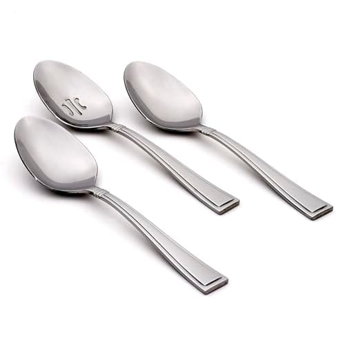 Oneida Butler Everyday Flatware Serving Spoons 18/0 Stainless Steel, Set of 3, Silverware Set