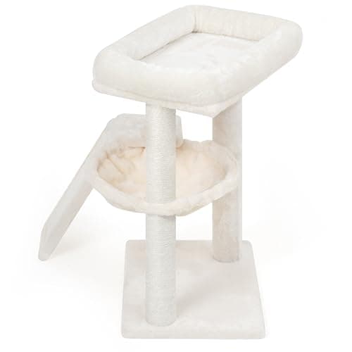YOUPET Cat Tree with Cat Scratching Post for Indoor Cats, Cat Tower with Scratching Board and Playful Toy Balls, Cat Tree Tower with Cozy Hammock,Beige 8