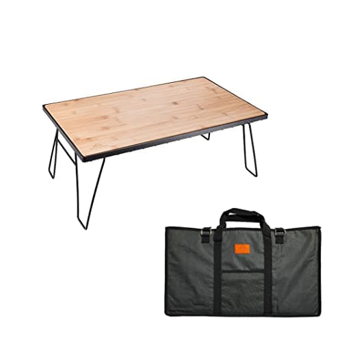 camping moon CAMPINGMOON Outdoor Folding Multipurpose Storage Rack with Removable Bamboo Board, Steel Plating Black T-230-TP