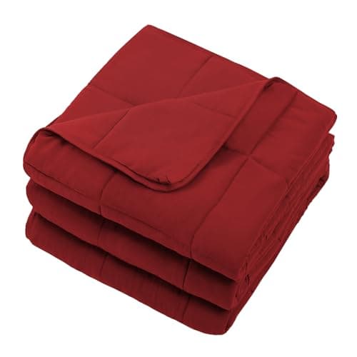 Red Weighted Blanket for Adults 12lbs, 48"x72", Twin Full Size Cooling Heavy Throw Blanket for 110-130lbs, Microfiber Soft Thick Big Blankets Weighted Comforter Breathable Gift for Sleeping 7