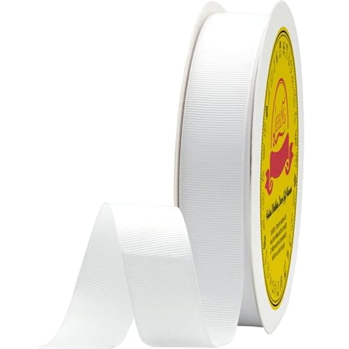 LEEQE White Grosgrain Ribbon 1 inch X 50 Yards White Ribbon for Gift Package Wrapping Wreath Baby Shower and Other Projects