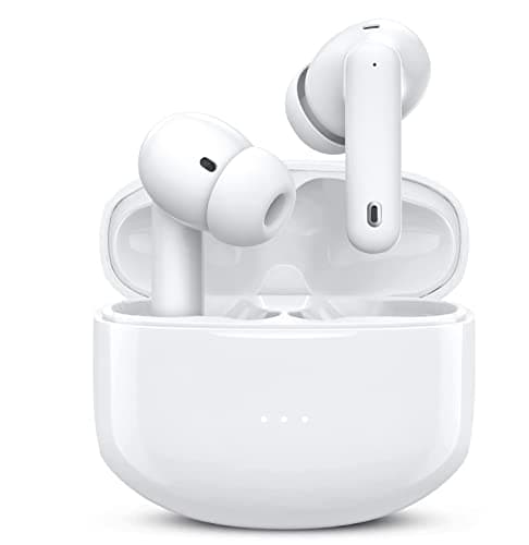HISOOS Wireless Earbuds Bluetooth, Wireless Ear Buds in-Ear Headphones Built in Mic with Charging Case IPX7 Waterproof Earphones for iPhone Android,Music Game Call (White)