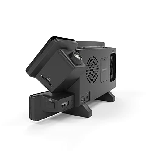 Amazon Basics Rectangular Projection Alarm Clock with Large LED Display, 180° Rotatable Projector, FM Radio, USB Phone Charging, Brightness Dimmer, Battery Backup, 12/24H, DST, Black 5