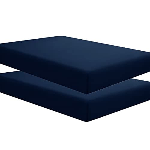 Sfoothome 2 Pack Fitted Sheets Twin Size, Brushed Microfiber, Extra Soft and Comfortable - Wrinkle, Fade Resistant,Navy Sheets with Deep Pocket