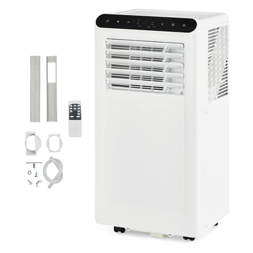 10000 BTU Portable Air Conditioners, 4-In-1 Portable AC Unit for Rooms Up to 450 Sq. Ft, Dehumidifier, Fan, Energy Saving, Remote Control, 24 Hour Timer, Sleep Mode, for Bedroom/Office,White