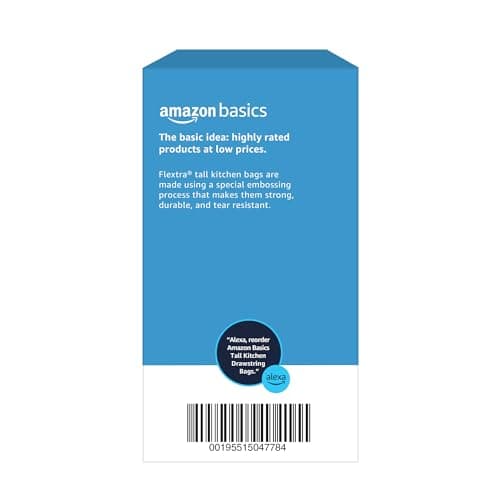 Amazon Basics 13 Gallon Tall Kitchen Drawstring Trash Bags, Flextra Strength, Clean Fresh Scent, Tear Resistant, 10% Post-Consumer Recycled Content, 50 Count 6