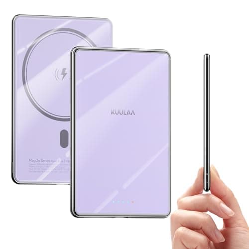 Kuulaa for MagSafe Battery Pack 5000mAh Slim Magsafe Portable Charger 0.27in Magnetic Wireless Apple Portable Charger 20W USB-C Power Delivery Power Bank for iPhone 16/15/14/13/12 Series (Purple)